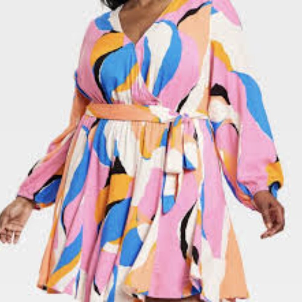 NWT Plus Size Ava & Viv Mini Dress Size 4X, Geometric design